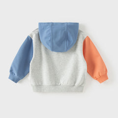 Dave&Bella Toddler Boys Blue Long Sleeve Hooded Sweatshirts