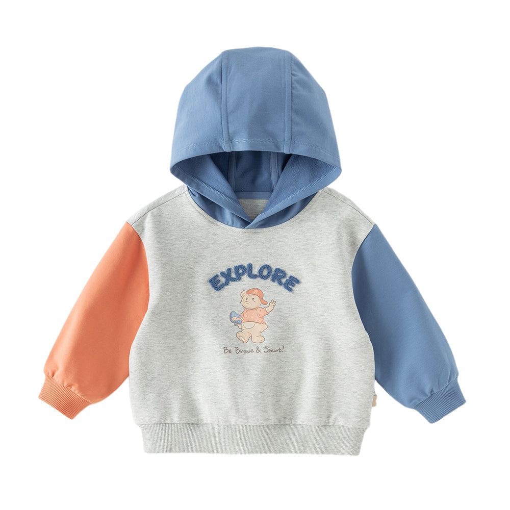 Dave&Bella Toddler Boys Blue Long Sleeve Hooded Sweatshirts