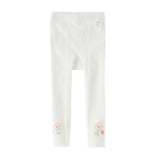 Dave&Bella Kids Girls Sweet White/Pink Flower Stretchable Slim Leggings