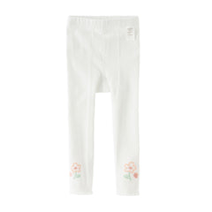 Dave&Bella Kids Girls Sweet White/Pink Flower Stretchable Slim Footed Tights Leggings