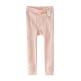 Dave&Bella Kids Girls Sweet White/Pink Flower Stretchable Slim Leggings