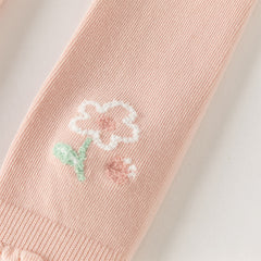Dave&Bella Kids Girls Sweet White/Pink Flower Stretchable Slim Footed Tights Leggings