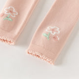 Dave&Bella Kids Girls Sweet White/Pink Flower Stretchable Slim Leggings