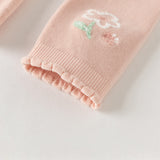 Dave&Bella Kids Girls Sweet White/Pink Flower Stretchable Slim Leggings