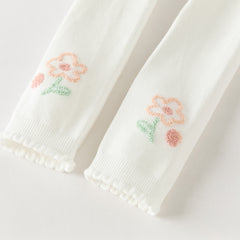 Dave&Bella Kids Girls Sweet White/Pink Flower Stretchable Slim Footed Tights Leggings
