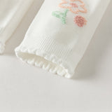 Dave&Bella Kids Girls Sweet White/Pink Flower Stretchable Slim Leggings