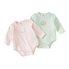Dave&Bella Baby Girls/Boys Summer Green/Light Pink Breathable Cotton Soft Rompers