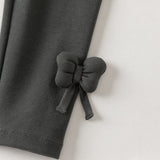 Dave&Bella Toddler Girls Purple/Grey Cute Bow Tie Soft Legging Pants