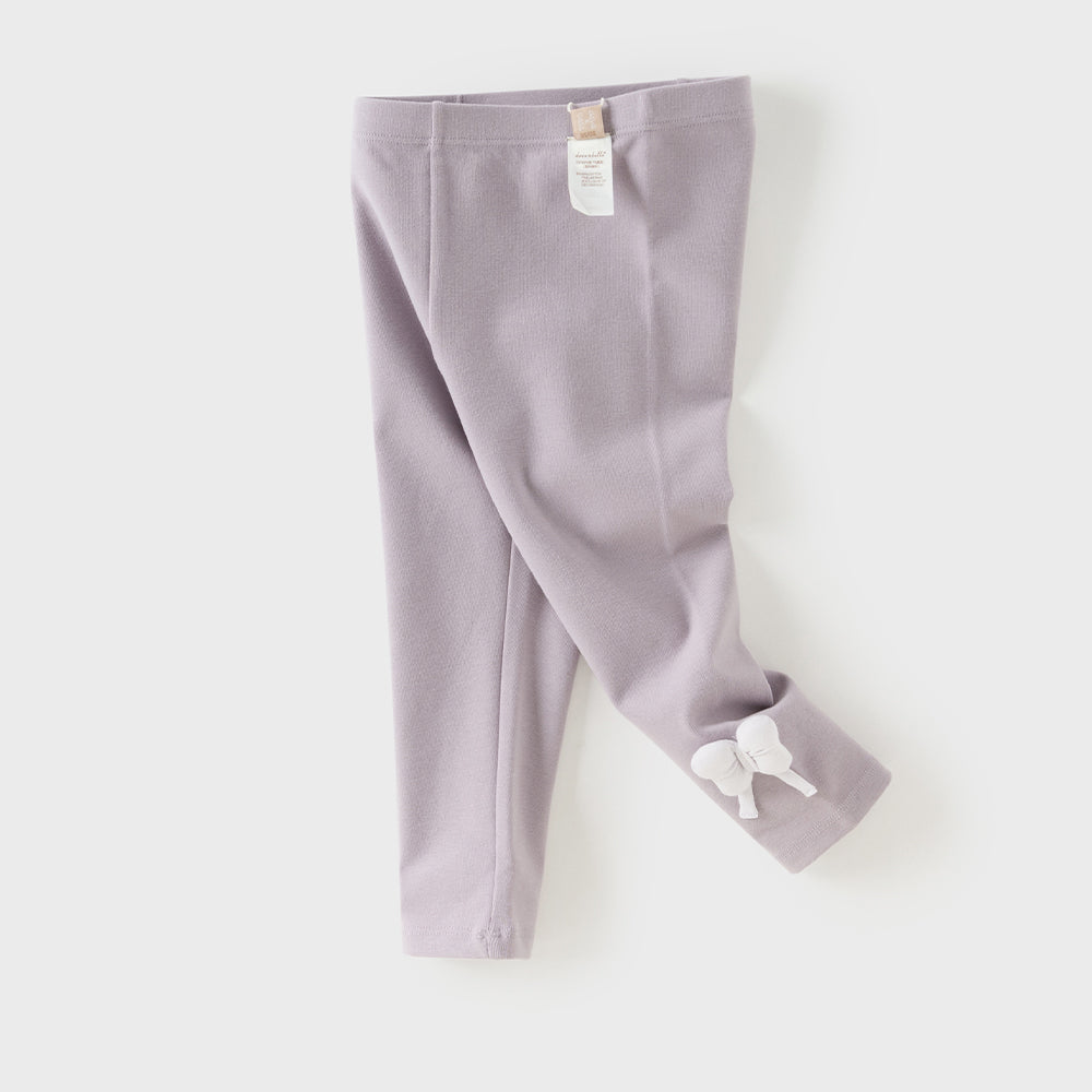 Dave&Bella Toddler Girls Purple/Grey Cute Bow Tie Soft Legging Pants