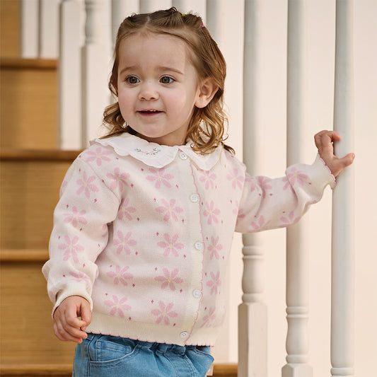 Dave&Bella Toddler Girls Sweet Purple Pink Lightweight Cotton Sweater Cardigans