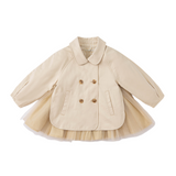 Dave&Bella Toddler Girls Elegant Khaki Long Sleeve A-line Mesh Dress-style Jackets