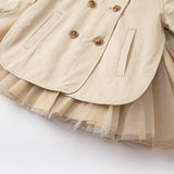 Dave&Bella Toddler Girls Elegant Khaki Long Sleeve A-line Mesh Dress-style Jackets