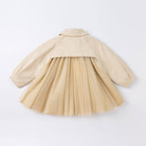 Dave&Bella Toddler Girls Elegant Khaki Long Sleeve A-line Mesh Dress-style Jackets