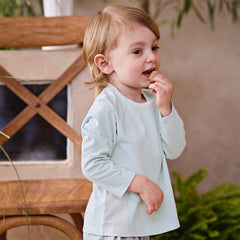 Dave&Bella Kids Boys/Girls Light Blue/Pink Classic Long Sleeve Comfortable T-shirt Tops