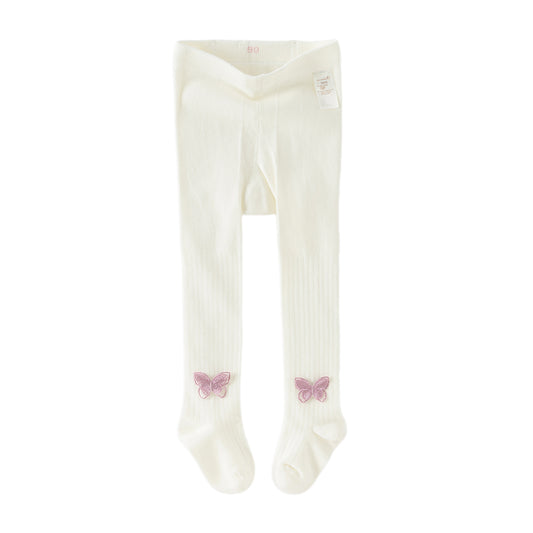 Dave&Bella Kids Girls Beige/Purple Footed Cute Slim Tights Leggings