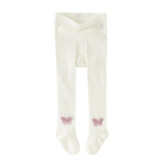Dave&Bella Kids Girls Beige/Purple Footed Cute Slim Tights Leggings