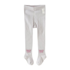 Dave&Bella Kids Girls Beige/Purple Footed Cute Slim Tights Leggings