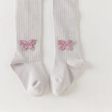 Dave&Bella Kids Girls Beige/Purple Footed Cute Slim Tights