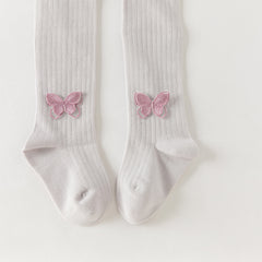 Dave&Bella Kids Girls Beige/Purple Footed Cute Slim Tights Leggings