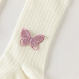 Dave&Bella Kids Girls Beige/Purple Footed Cute Slim Tights