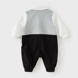 Dave&Bella Baby Boys Light Grey Long Sleeve Fake-two-piece Rompers