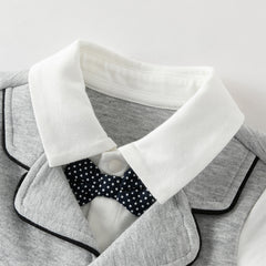 Dave&Bella Baby Boys Light Grey Long Sleeve Fake-two-piece Rompers