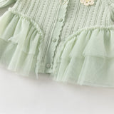 Dave&Bella Toddler Girls Cute Green Versatile Mesh Sweater Cardigans