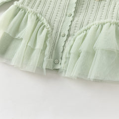 Dave&Bella Toddler Girls Cute Green Versatile Mesh Sweater Cardigans