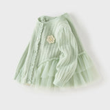Dave&Bella Toddler Girls Cute Green Versatile Mesh Sweater Cardigans