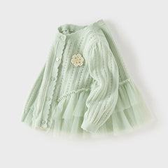 Dave&Bella Toddler Girls Cute Green Versatile Mesh Sweater Cardigans