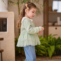 Dave&Bella Toddler Girls Cute Green Versatile Mesh Sweater Cardigans