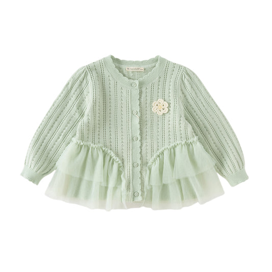 Dave&Bella Toddler Girls Cute Green Versatile Mesh Sweater Cardigans