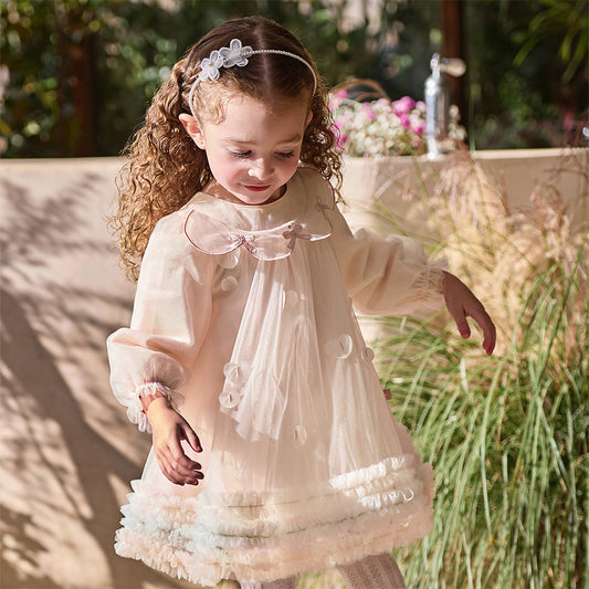 Dave&Bella Toddler Girls Charming Pink Lightweight Mesh Princess Dress