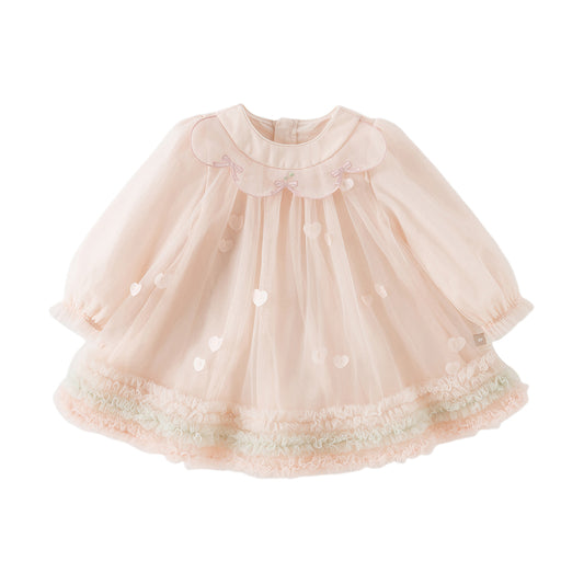 Dave&Bella Toddler Girls Charming Pink Lightweight Mesh Princess Dress