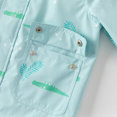 Dave&Bella Toddler Boys Blue Crocodile Print Outwear Long sleeve Hooded Jackets