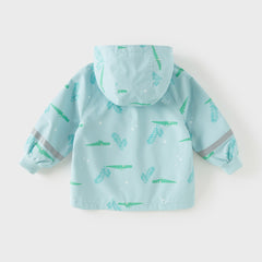 Dave&Bella Toddler Boys Blue Crocodile Print Outwear Long sleeve Hooded Jackets