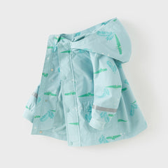 Dave&Bella Toddler Boys Blue Crocodile Print Outwear Long sleeve Hooded Jackets