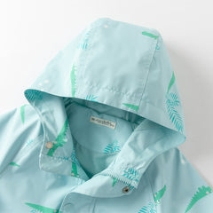 Dave&Bella Toddler Boys Blue Crocodile Print Outwear Long sleeve Hooded Jackets