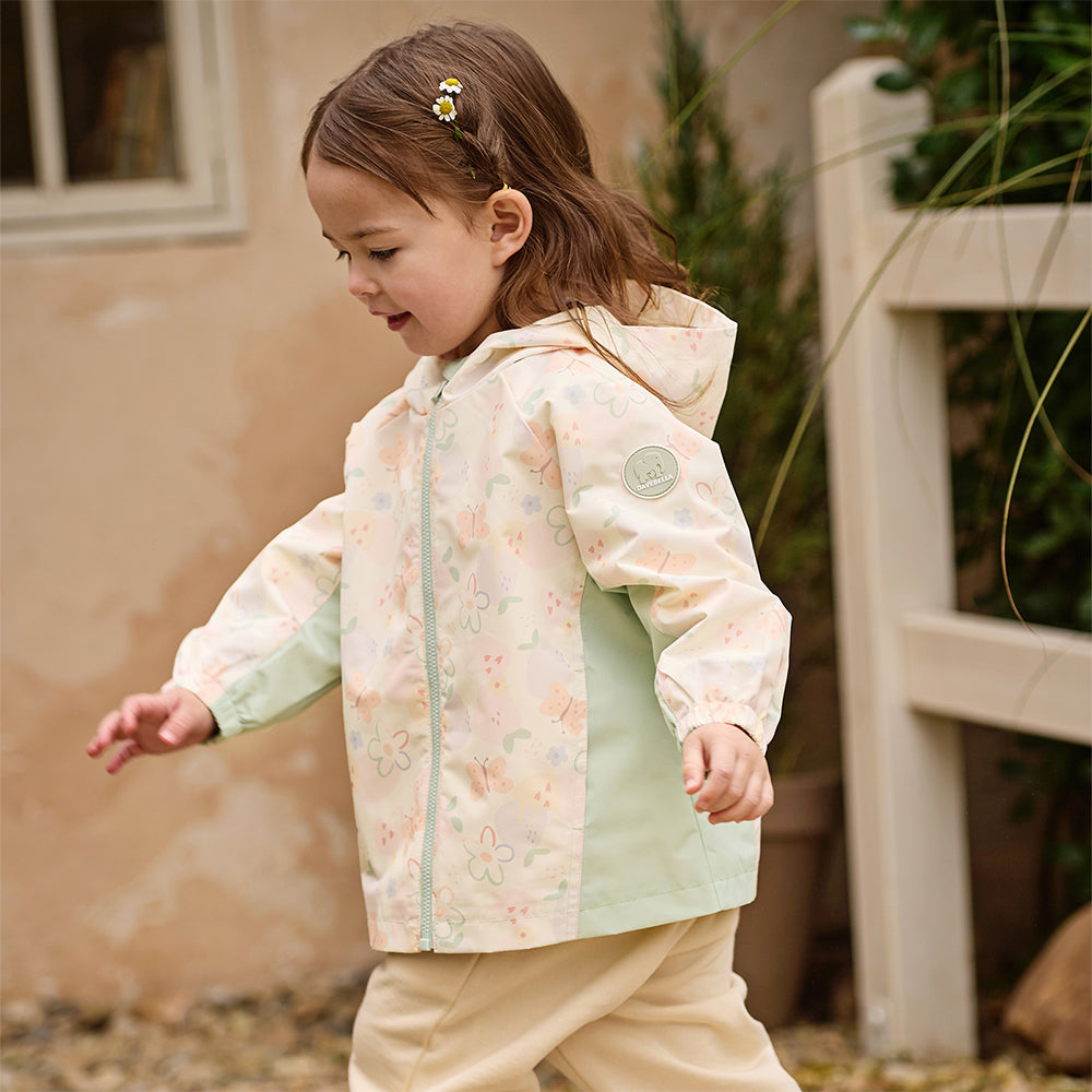 Dave&Bella Toddler Girls Orange/Pink Cute Print Outwear Waterproof Hooded Jacket
