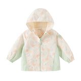 Dave&Bella Toddler Girls Orange/Pink Cute Print Outwear Waterproof Hooded Jacket