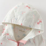 Dave&Bella Toddler Girls Orange/Pink Cute Print Outwear Waterproof Hooded Jacket