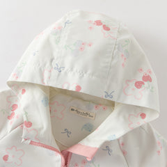 Dave&Bella Toddler Girls Orange/Pink Cute Print Outwear Waterproof Hooded Jacket