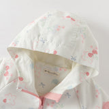 Dave&Bella Toddler Girls Orange/Pink Cute Print Outwear Waterproof Hooded Jacket