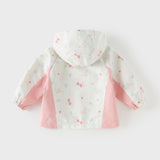 Dave&Bella Toddler Girls Orange/Pink Cute Print Outwear Waterproof Hooded Jacket