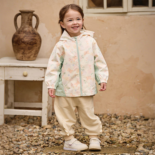 Dave&Bella Toddler Girls Orange/Pink Cute Print Outwear Waterproof Hooded Jacket