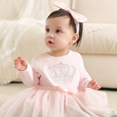 Dave&Bella Baby Girls Light Pink Cute Mesh Dress-style Rompers