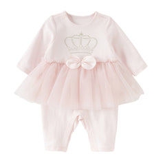 Dave&Bella Baby Girls Light Pink Cute Mesh Dress-style Rompers