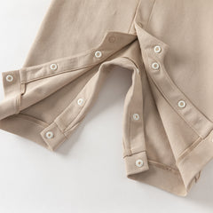 Dave&Bella Baby Boys Khaki Bow Tie Long Sleeve Cotton Fake-two-piece Rompers