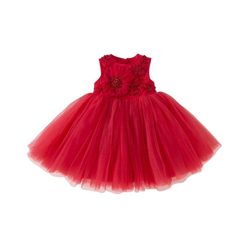 Dave&Bella Kids Girls Summer Noble Red/Pink Luxury Couture Party Graduation Tulle Dress