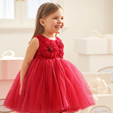 Dave&Bella Kids Girls Summer Noble Red/Pink Luxury Couture Party Graduation Tulle Dress
